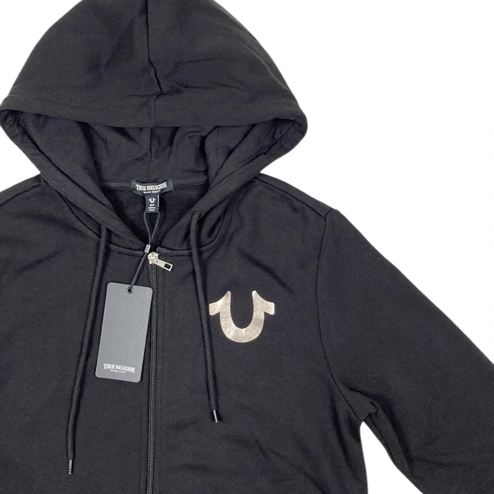 True Religion Zip Hoodie City Buddha Black Sweatshirt NWT